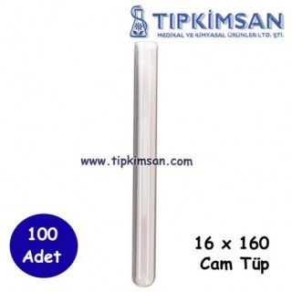 CAM TÜP 16 x 160 mm - Dibi yuvarlak - 100 Adet