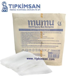 STERİL SPANÇ GAZ KOMPRES 10 CM X 10 CM 8 KAT 5'Lİ - MUMU