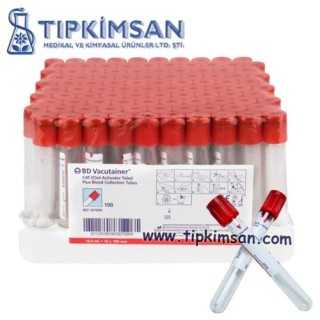 VAKUMLU TÜP - 10 ml. BOŞ - B.D. - Kırmızı Kapaklı-100 Adet