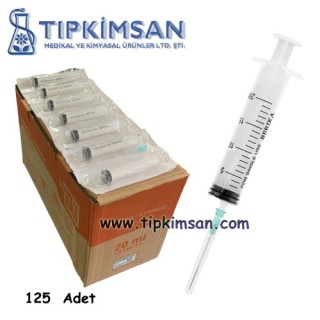 Steril Enjektör 20 cc 3 Parça Yeşil uç - 125 Adet - Berika