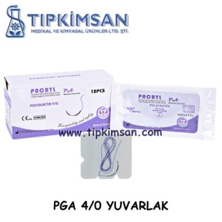 POLİGLAKTİN (PGLA) İPLİK 4/0 YUVARALAK 22 MM - 12 ADET