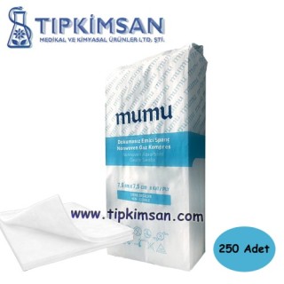 SPANÇ 7.5 CM X 7.5 CM NON STERİL NON WOVEN 8 KAT 250 ADET - MUMU