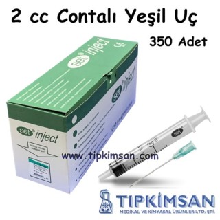 Steril Enjektör 2 cc. Contalı - 3 Parça-Yeşil Uç - 350 Adet