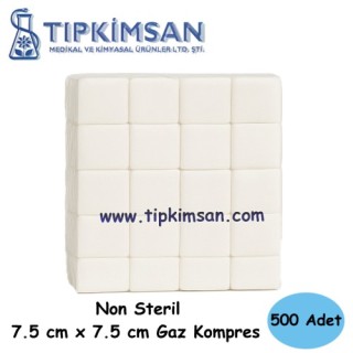 GAZ KOMPRES - SPANÇ NON STERİL 7.5 CM X 7.5 CM  - 500 ADET