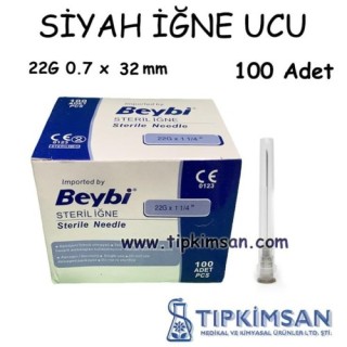 SİYAH İĞNE UCU 22 G - 100 ADET - BEYBİ