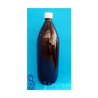 CAM ŞİŞE-1000 cc.-Pls. KAPAKLI-KAHVERENGİ