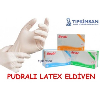 MUAYENE ELDİVENİ - LATEX - 100 Adet - Pudralı - BEYBİ - LARGE