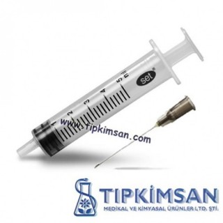 STERİL ENJEKTÖR 5 cc.CONTALI-3 Parça-Siyah Uç