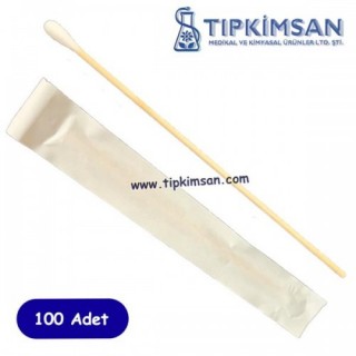 EKÜVYON ÇUBUĞU TAHTA-15 cm- Pamuklu Steril - Tekli 100 Adet
