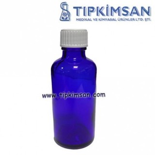 MAVİ CAM ŞİŞE 50 CC - TIPA + KAPAK 