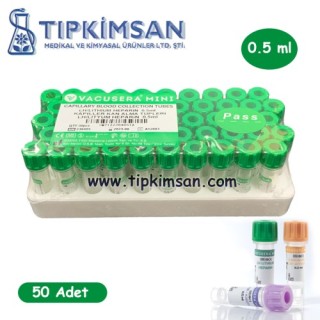 LH Lityum Heparinli Tüp 0,5 ML (Pediatrik) (Yeşil Kapak) 100 Adet