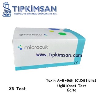 Toxin A+B+Gdh (C.Dıffıcıle) Üçlü Kaset Test - Gaita - 25 TEST