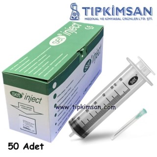 Steril Enjektör 50 cc. Contalı - 3 Parça-Yeşil Uç - 60 Adet