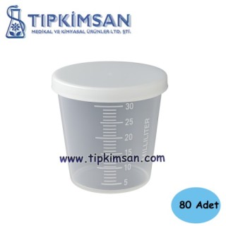 İLAÇ KADEHİ 30 ML GÖVDE + KAPAK - 80 ADET - İTHAL