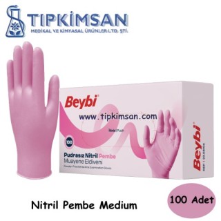 NİTRİL ELDİVEN PEMBE - 100 ADET - MEDİUM