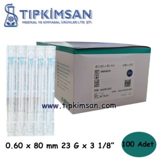 BRAUN STERİCAN İĞNE 23G 0,60 X 80 mm NÖRALTERAPİ İĞNESİ 100 ADET