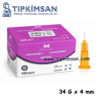 Mezoterapi iğnesi 34 G x 4 mm - 100 Adet