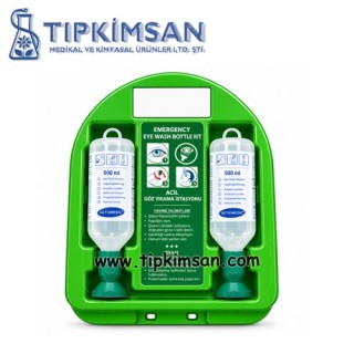 Kapaklı Göz Duşu İstasyonu  (2 x 500ml ) YEŞİL + YEŞİL Actiomedic 