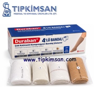 Duraban Çok Katmanlı 4'lü Kompresyon Bandaj Sistemi 
