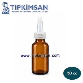 CAM ŞİŞE-50 cc.-DAMLALIKLI MİNARE KAPAKLI - KAHVERENGİ