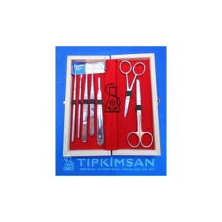 DİSEKSİYON SETİ IV - 9 Parça + Kadife Kaplı Ahşap Çanta