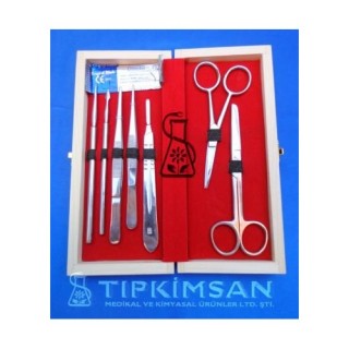 DİSEKSİYON SETİ IV - 9 Parça + Kadife Kaplı Ahşap Çanta