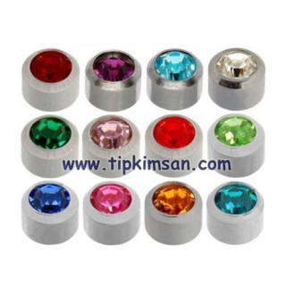 Steril Küpe 12 Çift Renkli Taşlı Küpe Tabakası - Gümüş Karışık