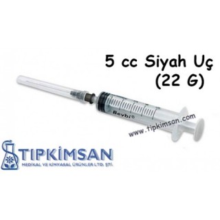 STERİL ENJEKTÖR 5 CC CONTALI SİYAH UÇ - 100 ADET - BEYBİ