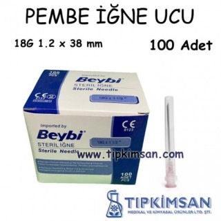 PEMBE İĞNE UCU 18 G - 100 ADET - BEYBİ