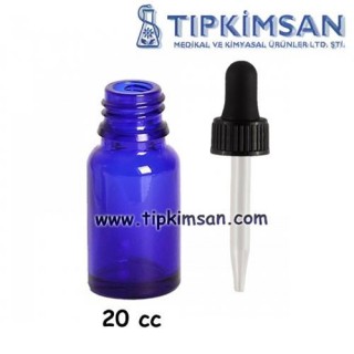 Cam Damlalıklı Mavi Cam Şişe 20 cc