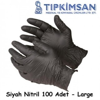 NİTRİL ELDİVEN Pudrasız - 100 Adet - SİYAH - LARGE